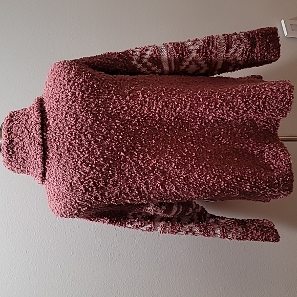 SONOMA XXL Mauve Cowlneck Long Sleeve Fair Isle Sherpa Comfy Cozy Sweater Top - Picture 12 of 13